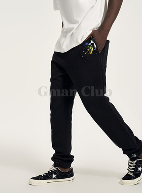 Gman高街 VIRGIL GALLERY DEPT复古泼墨运动休闲卫裤束口直筒长裤