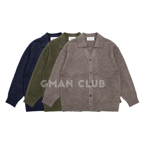 FotiGmanClub 老钱风翻领针织开衫V领日系慵懒休闲长袖毛衣外套男