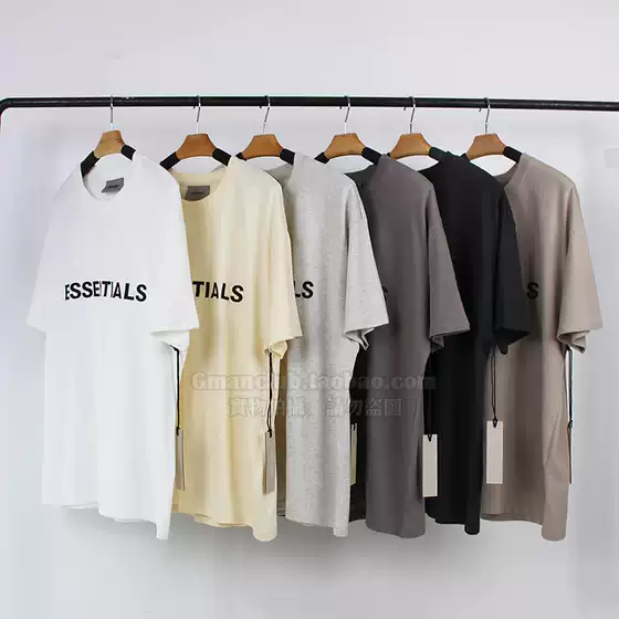 Fotigmanclub Essentials Double-Line Letter Print on the Chest Loose-Fitting Cotton Short-Sleeved Tee Shirt in 6 Colors