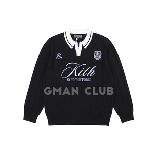 毛衣 翻领针织橄榄球服男女长袖 FotiGmanClub KITH徽章字母刺绣