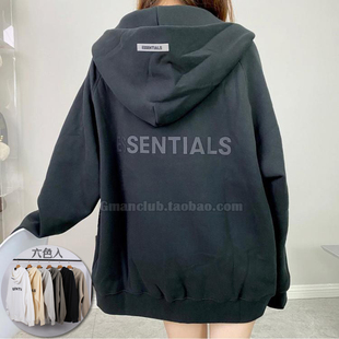 宽松卫衣拉链开衫 Gman高街FOG ESSENTIALS复线背后字母加绒连帽衫