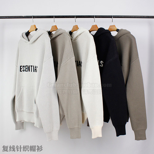 FotiGmanClub ESSENTIALS 新复线胸前字母毛衣针织衫宽松连帽卫衣 - 封面