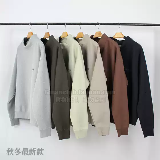 Fotigmanclub Essentials Multi-Line Trendy Brand Loose-Fitting Couple's Fleece-Lined High-Neck Pullover Stand-Up Collar Sweatshirt