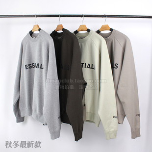 复线潮牌胸前字母圆领套头加绒卫衣情侣 ESSENTIALS Gman高街 FOG