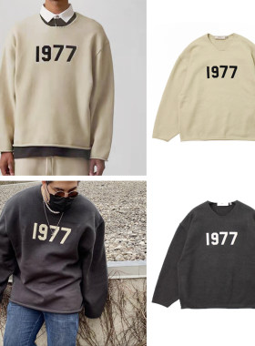 FotiGmanClub ESSENTIALS 复线1977刺绣宽松针织衫休闲圆领毛衣