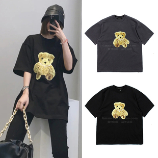 FoitGmanClub TEE恤男女 重工立体小熊刺绣泰迪熊宽松全棉圆领短袖