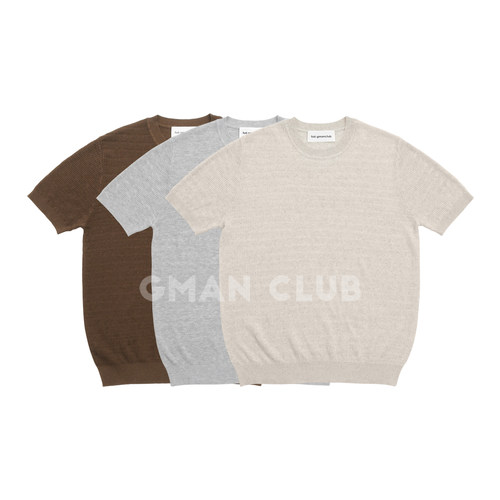 FotiGmanClub 亚麻莱赛尔混纺针织圆领短袖TEE恤夏季男士休闲上衣