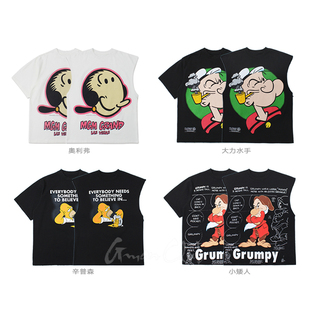 TEE恤坎肩背心王嘉尔同款 高街卡通宽松圆领短袖 美式 FotiGmanClub