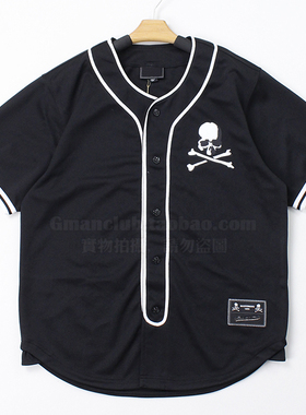 FotiGmanClub MMJ骷髅头贴布刺绣联名宽松短袖夹克球衣外套原厂