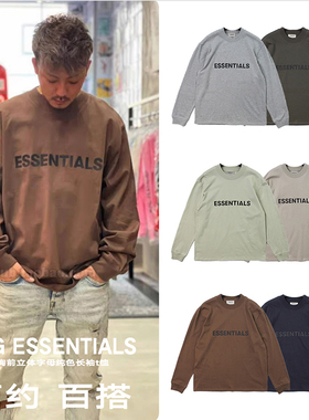 FotiGmanClub FOG ESSENTIALS复线立体字母宽松全棉圆领长袖TEE恤