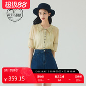 HARRY 衬衫 迪哈利夏季 复古通勤米黄色短袖 DH232D96208D 新款