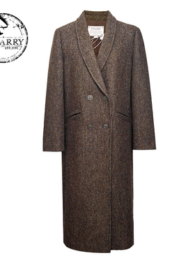 D-HARRY/迪哈利2025冬季新款复古羊毛咖色毛呢大衣DH254F91011T
