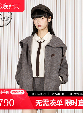 D-HARRY/迪哈利2025冬季新款休闲百搭羊毛灰色外套DH254A62938T