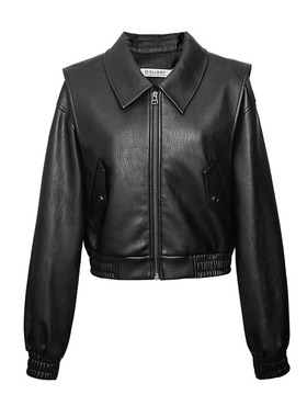 D-HARRY/迪哈利2025冬季新款复古PU黑色水洗皮外套DH254P62917T