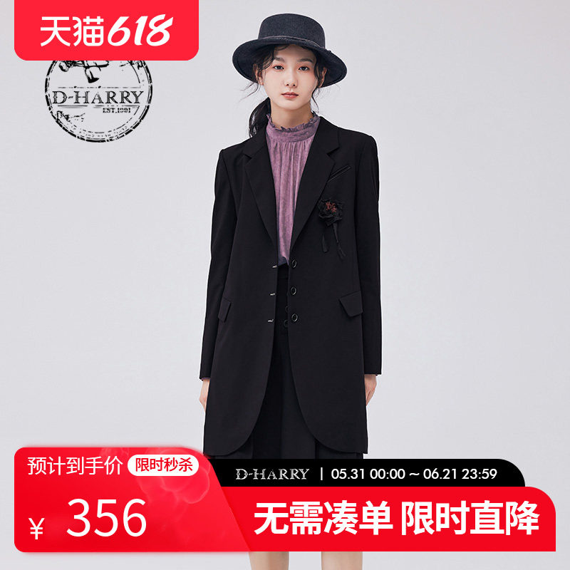 D-HARRY/迪哈利新款复古帅气挡风藏青色大衣DH233A96396D