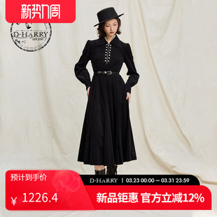英伦纯棉黑色长袖 新款 迪哈利2025冬季 连衣裙DH254J90965A HARRY