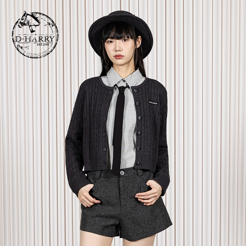 D-HARRY/迪哈利深灰色开衫毛织