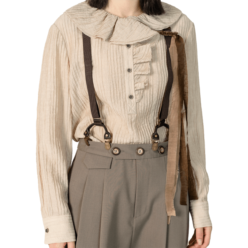 D-HARRY/迪哈利新款圆领纯色通勤长袖女衬衫DH231R96006D