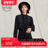 衬衫 DH254R90800B 新款 复古优雅黑色长袖 HARRY 迪哈利2025冬季