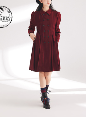 【明星同款】D-HARRY/迪哈利春秋复古深红色连衣裙DH241J96875D