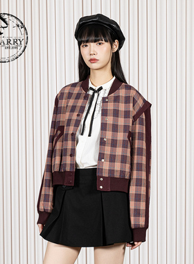 D-HARRY/迪哈利2025冬季新款羊毛红色格纹上衣外套DH254A61985T