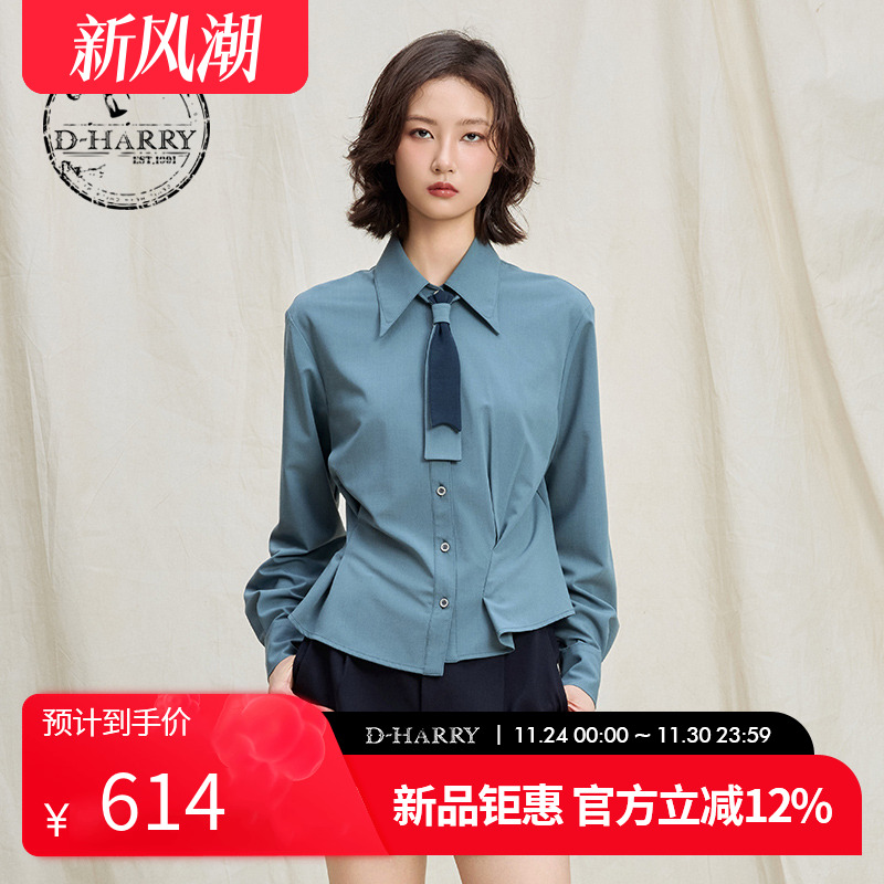 D-HARRY/迪哈利蓝色长袖衬衫