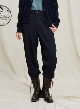 D-HARRY/迪哈利2025冬季新款羊毛藏青色小脚裤长裤DH254L90918B