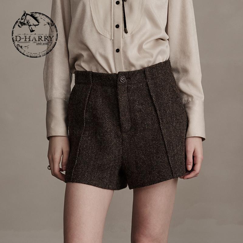 D-HARRY/迪哈利咖色格纹A字短裤
