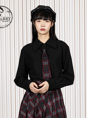 D-HARRY/迪哈利2025冬季新款学院风百搭黑色长袖衬衫DH254D62952T