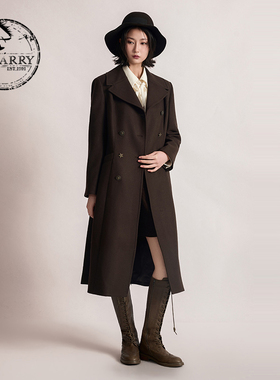D-HARRY/迪哈利2025冬季新款复古保暖羊毛咖色大衣DH254F90993T