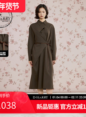 D-HARRY/迪哈利2025秋季新款休闲宽松咖色长袖连衣裙DH253J90625A