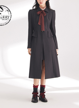D-HARRY/迪哈利春秋新款灰黑色格子外套式连衣裙DH241J96991D