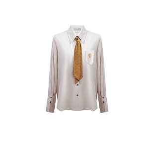 D-HARRY/迪哈利春秋新款百搭撞色领带白色长袖衬衫DH241D97035D