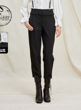 【明星同款】D-HARRY/迪哈利2025冬季修身黑色小脚裤DH254L90780B