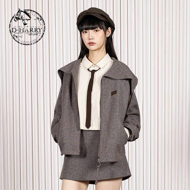 D-HARRY/迪哈利百搭羊毛灰色外套