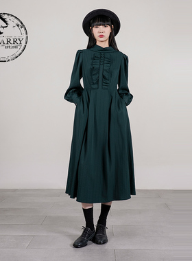 D-HARRY/迪哈利2025秋季新款优雅墨绿色长袖连衣裙DH253J90719T