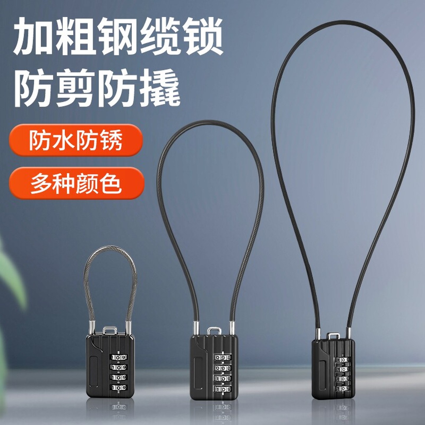 钢丝锁密码锁挂锁户外头盔锁行李箱绳锁家用防水防锈小型柜子锁头