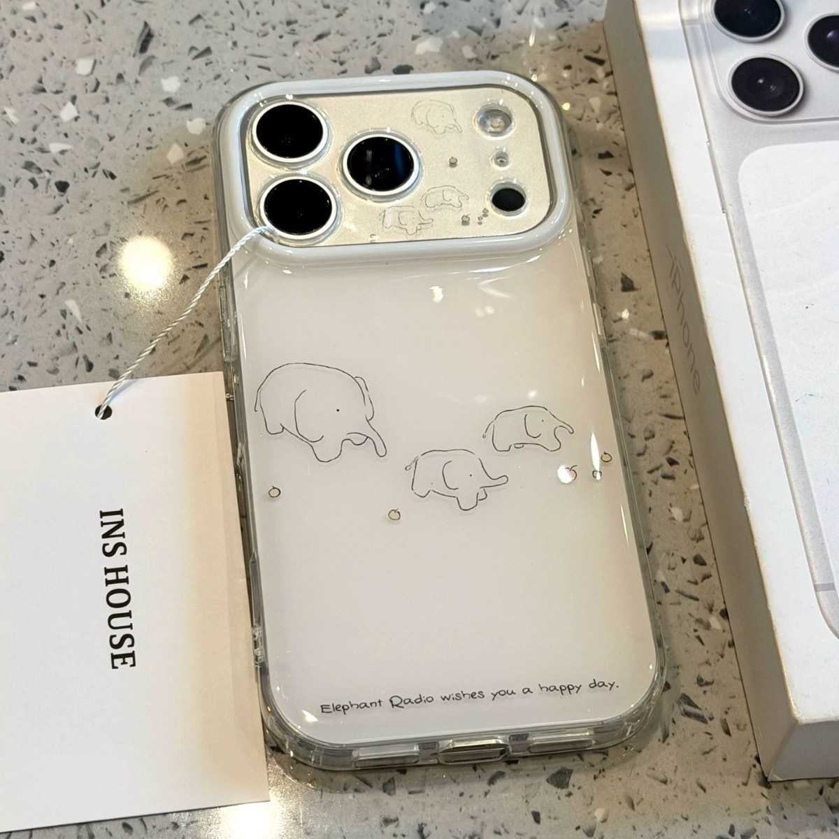 三只小象英文标适用苹果16PROMAX
