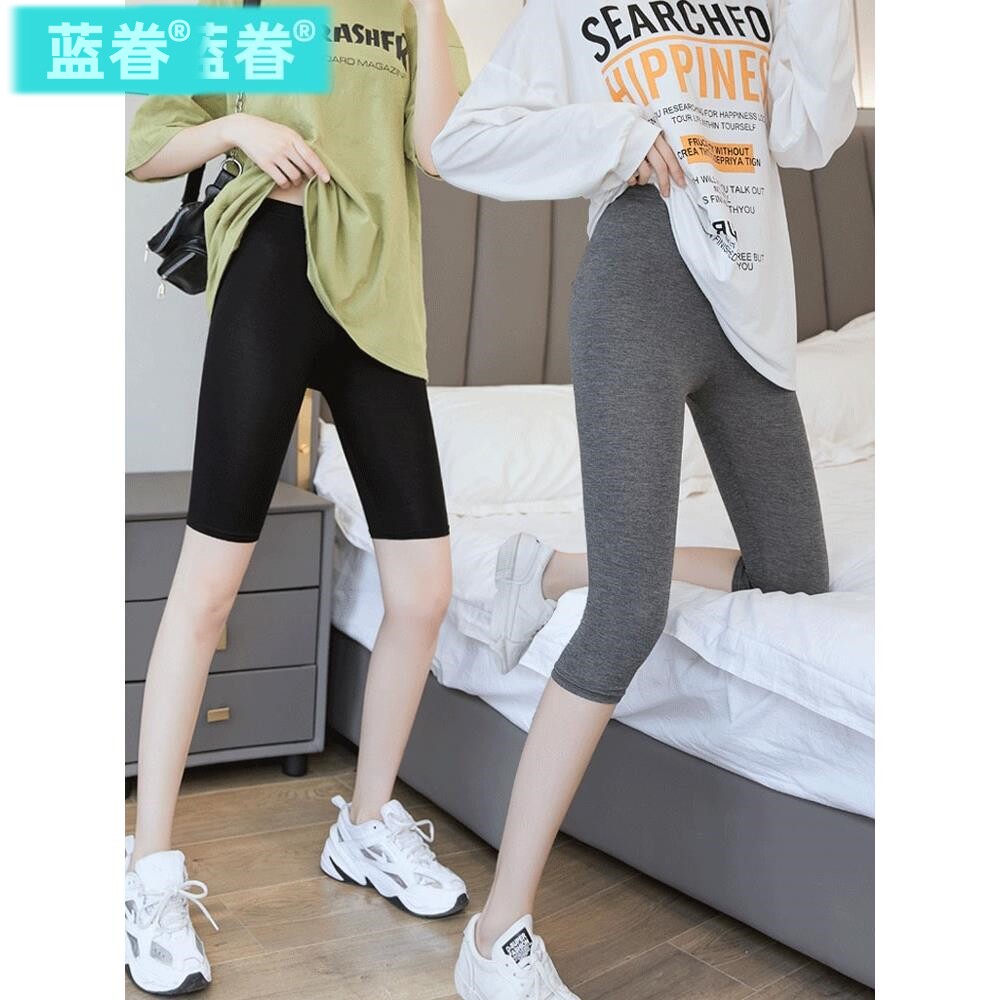 五分裤女夏薄款莫代尔七分打底裤大码紧身长款防走光安全运动短裤