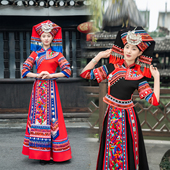 广西壮族三月三服装 女演出服少数民族演出服土家族歌圩节舞蹈服饰