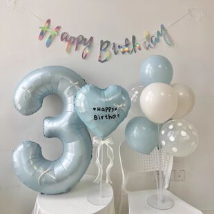 ins风蓝色系生日气球装饰冰雪奇缘周岁派对粉色布置女宝拍照道具