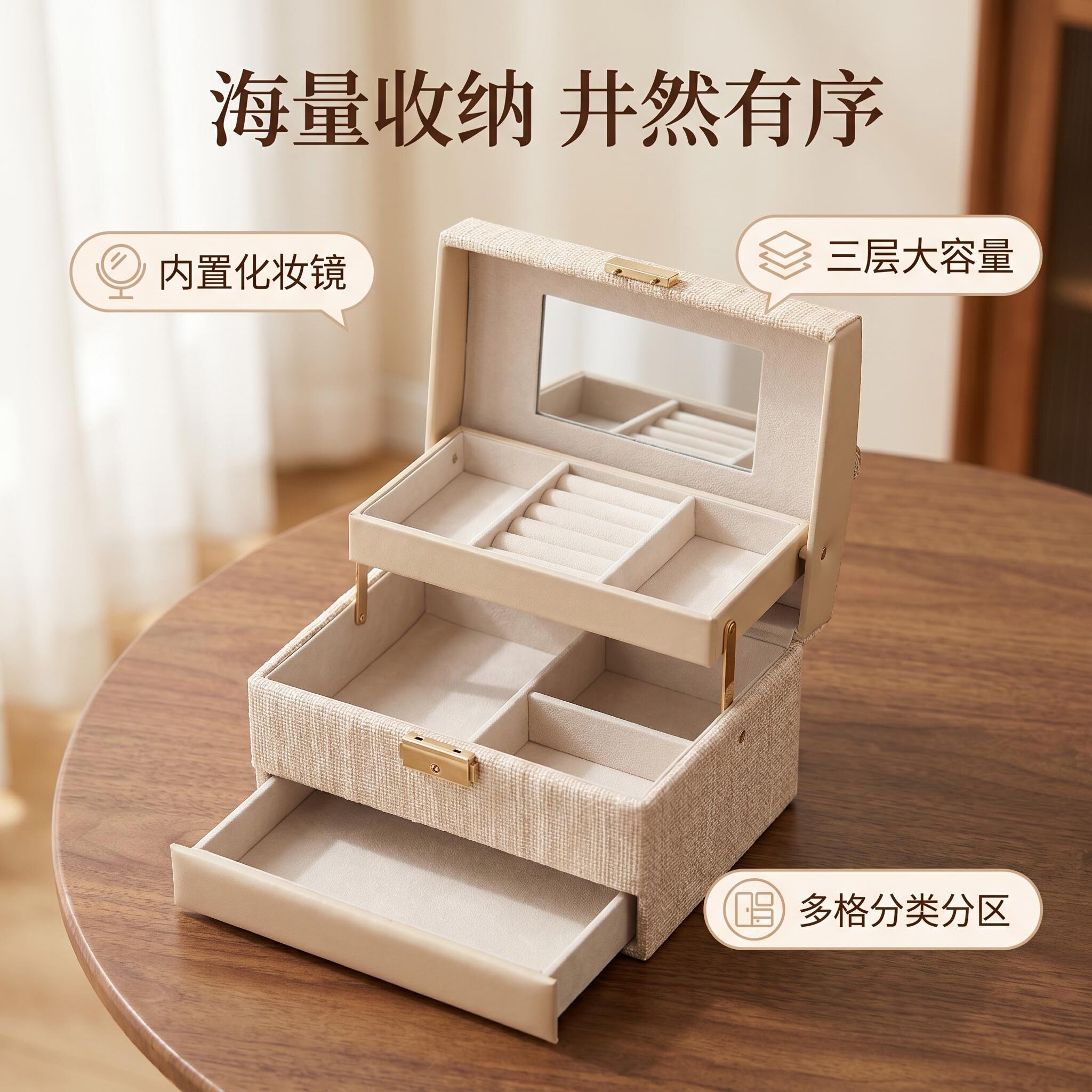 韩品汇首饰盒便携精致大容量图片