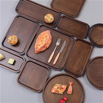 solid wood pizza dish wooden tray steak plate western牛排盘