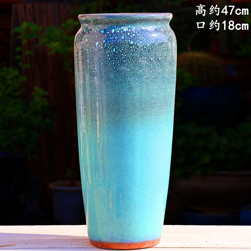 九尾狐高筒多肉植物紫砂老桩40高陶瓷简约复古粗陶绿植三角梅花盆