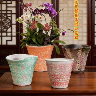 兰花三角梅落地盆景绿植粗陶异形花盆家用客厅电视柜办公桌装 饰盆