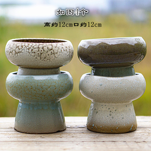 宜兴多肉花盆火锅款群生手捧单头粗陶简约蘑菇盆乌木绿植紫砂陶罐