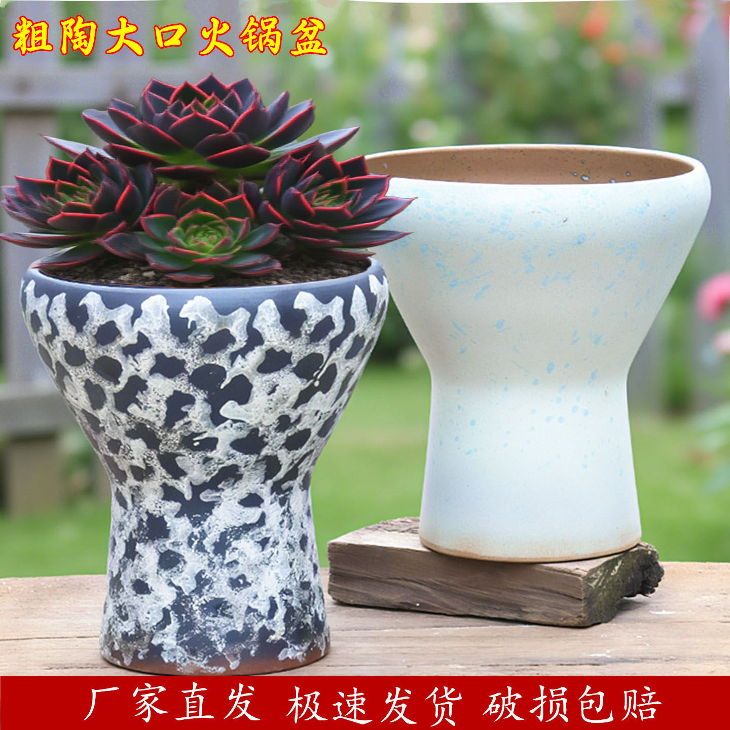 多肉花盆陶瓷家用创意火锅盆蘑菇手工绿植大口紫砂老桩盆包邮新品