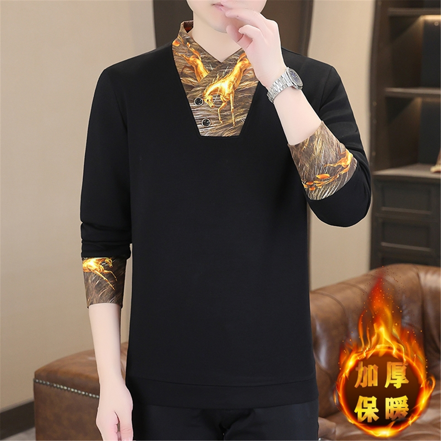 率动官网男士加绒立领卫衣