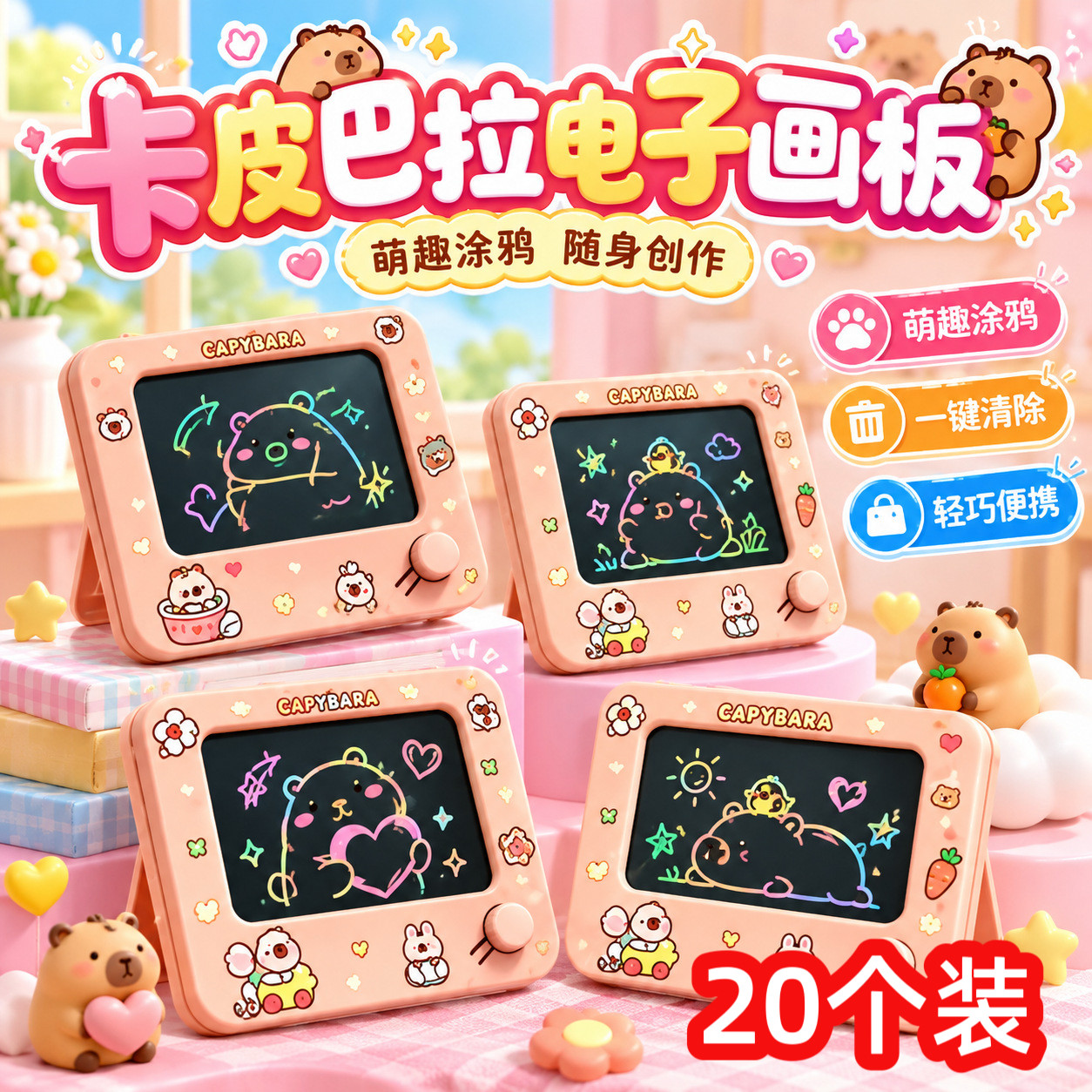 卡皮巴拉涂鸦画板包包挂件学生奖