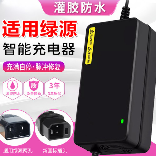 适用绿源电动车充电器48V60V72V20E30E-2T防水铅酸石墨烯快充通用
